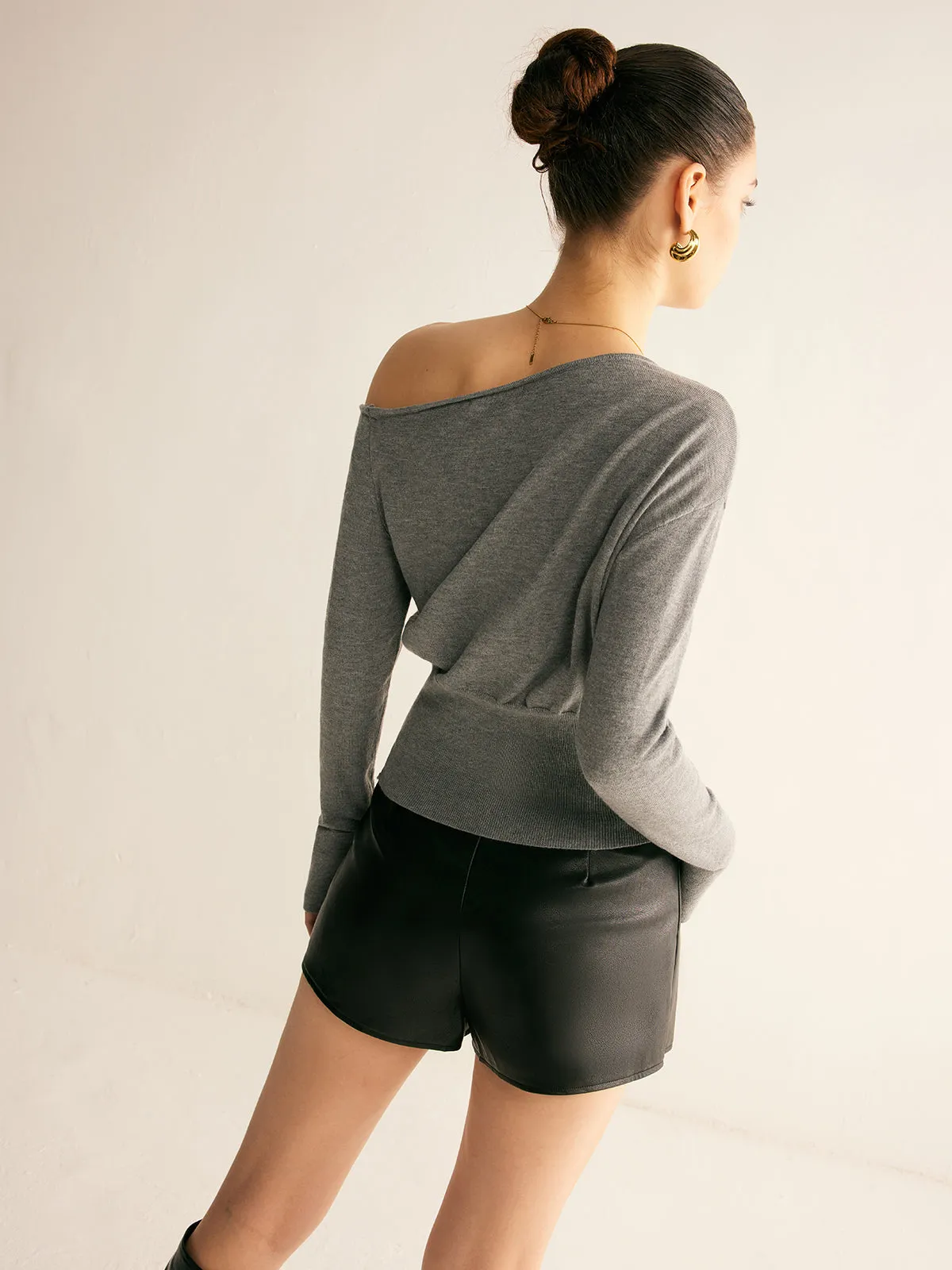 Wool-Blend Asymmetrical Slit Top sold by COMMENSE product image thumbnail 5