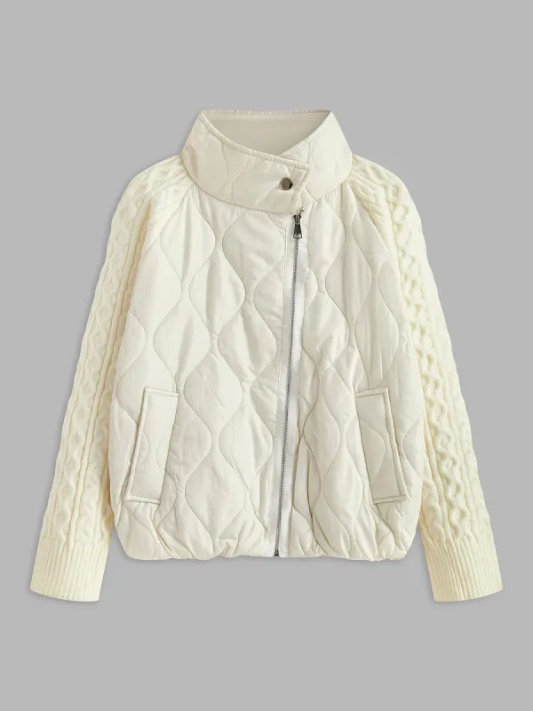 Button-Clasp Neck Panel Knit Outerwear sold by COMMENSE