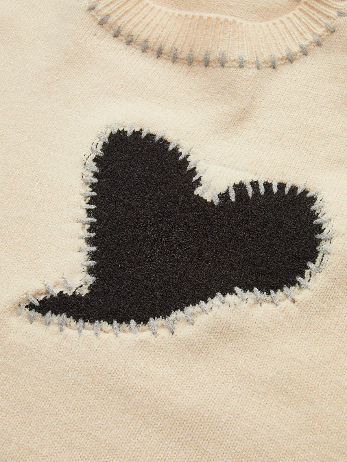 Heart Embroidery Panel Sweater sold by COMMENSE product image thumbnail 2