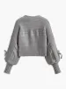 Cable-Knit V-Neck Button Cardigan sold by COMMENSE
