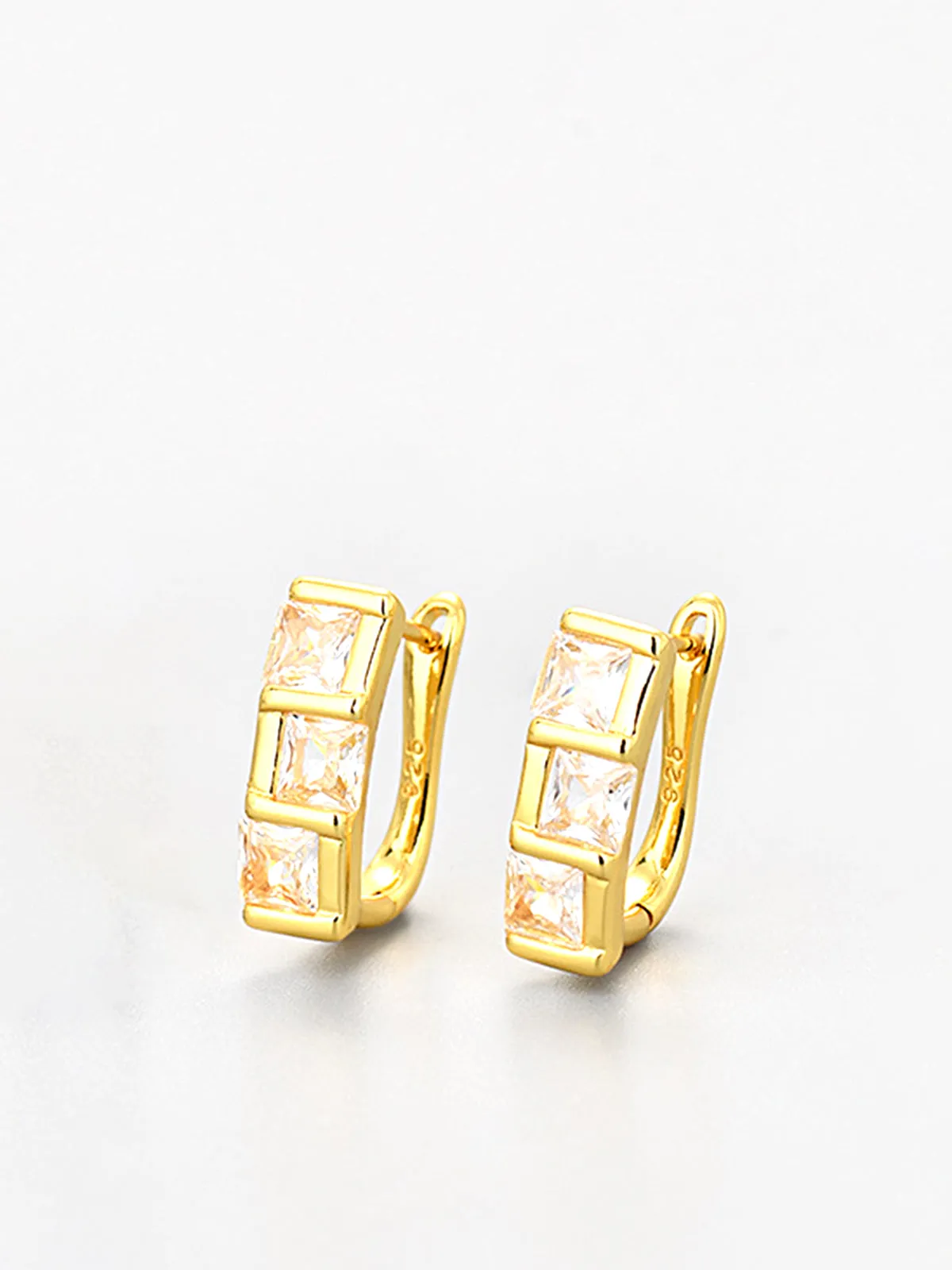 Elegant Square Zircon Hoop Earrings sold by COMMENSE product image thumbnail 3