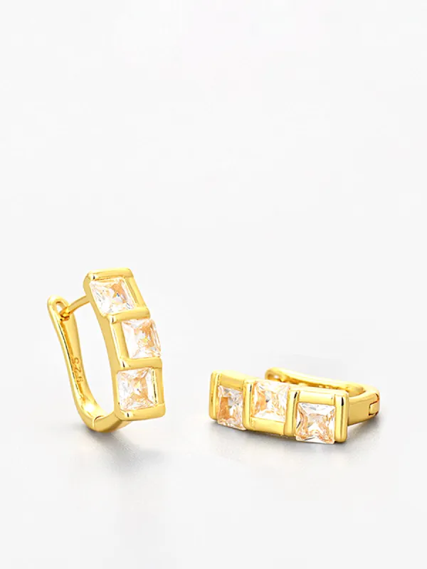 Elegant Square Zircon Hoop Earrings sold by COMMENSE