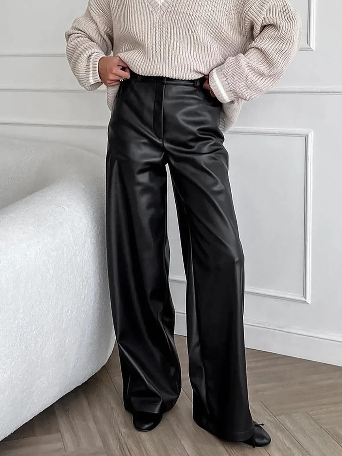 Versatile Faux Leather Pants sold by COMMENSE