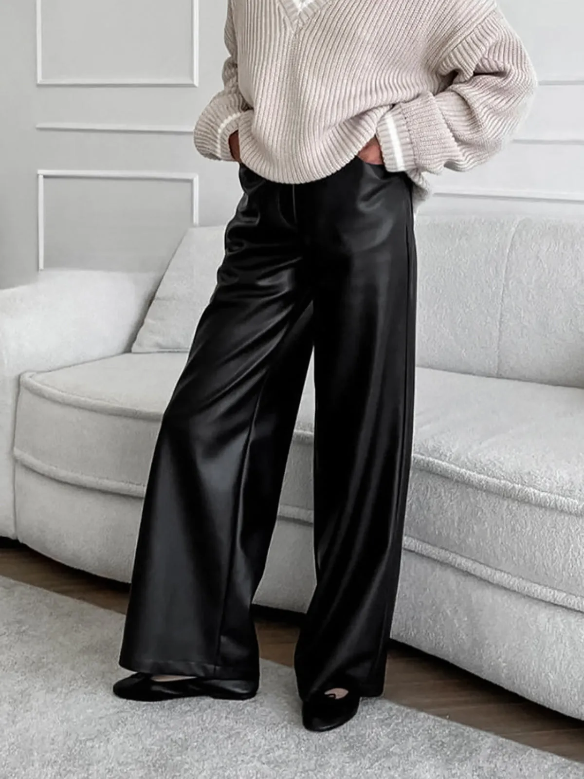 Versatile Faux Leather Pants sold by COMMENSE product image thumbnail 2