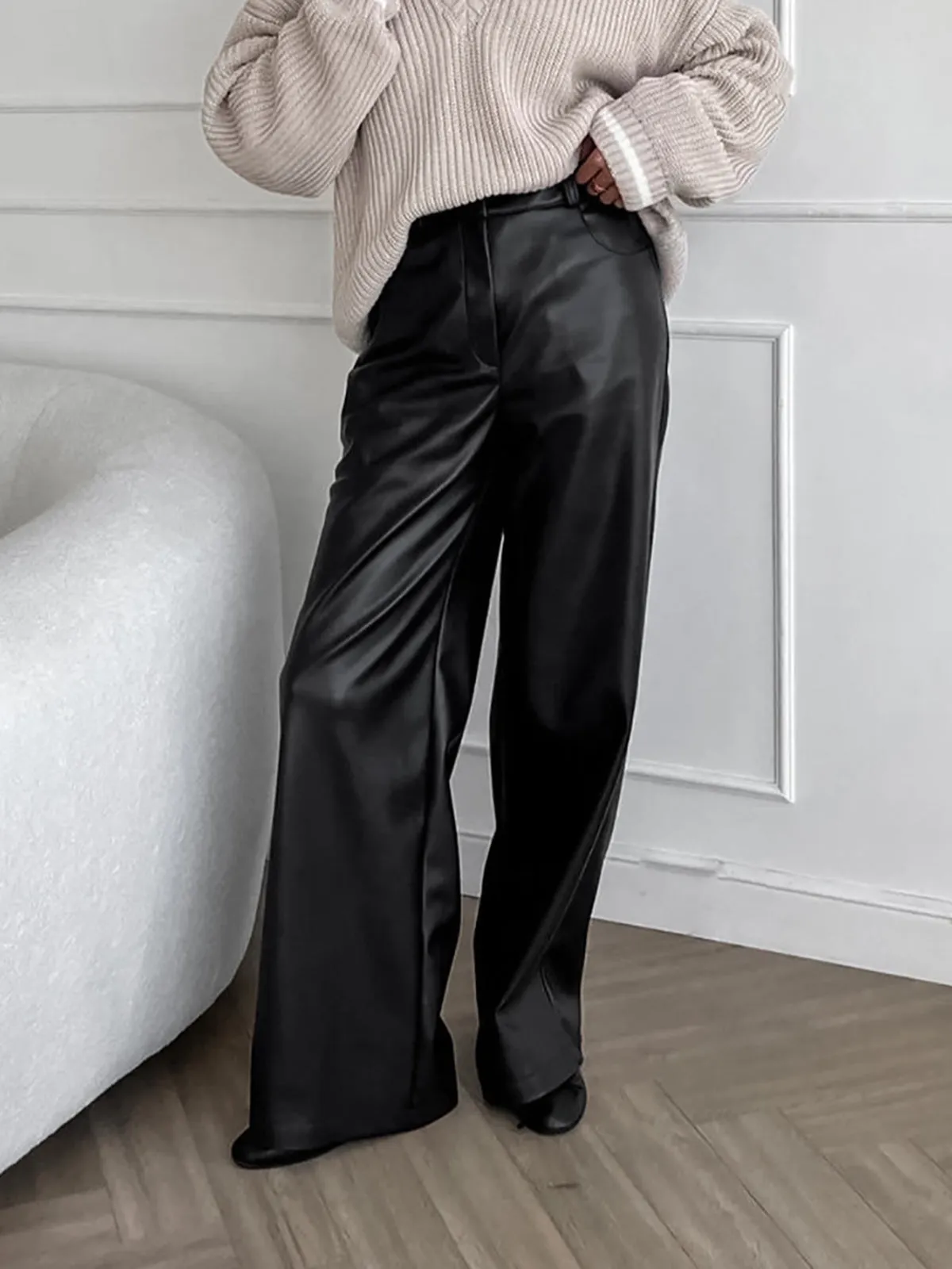 Versatile Faux Leather Pants sold by COMMENSE product image thumbnail 3