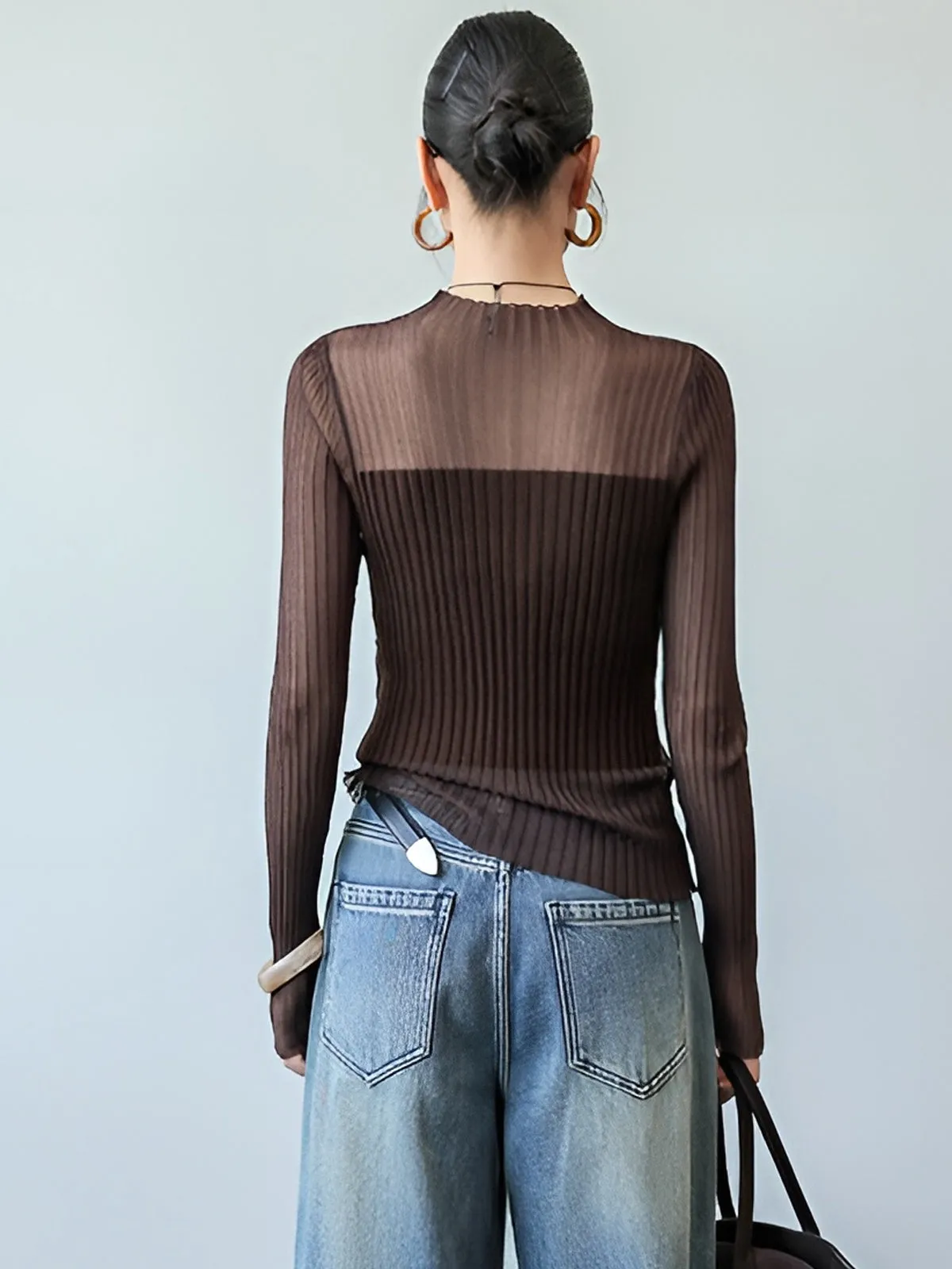 Sheer Panel Slim Sweater sold by COMMENSE product image thumbnail 5