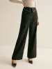 Metal-Decor Zipper Straight Pants sold by COMMENSE