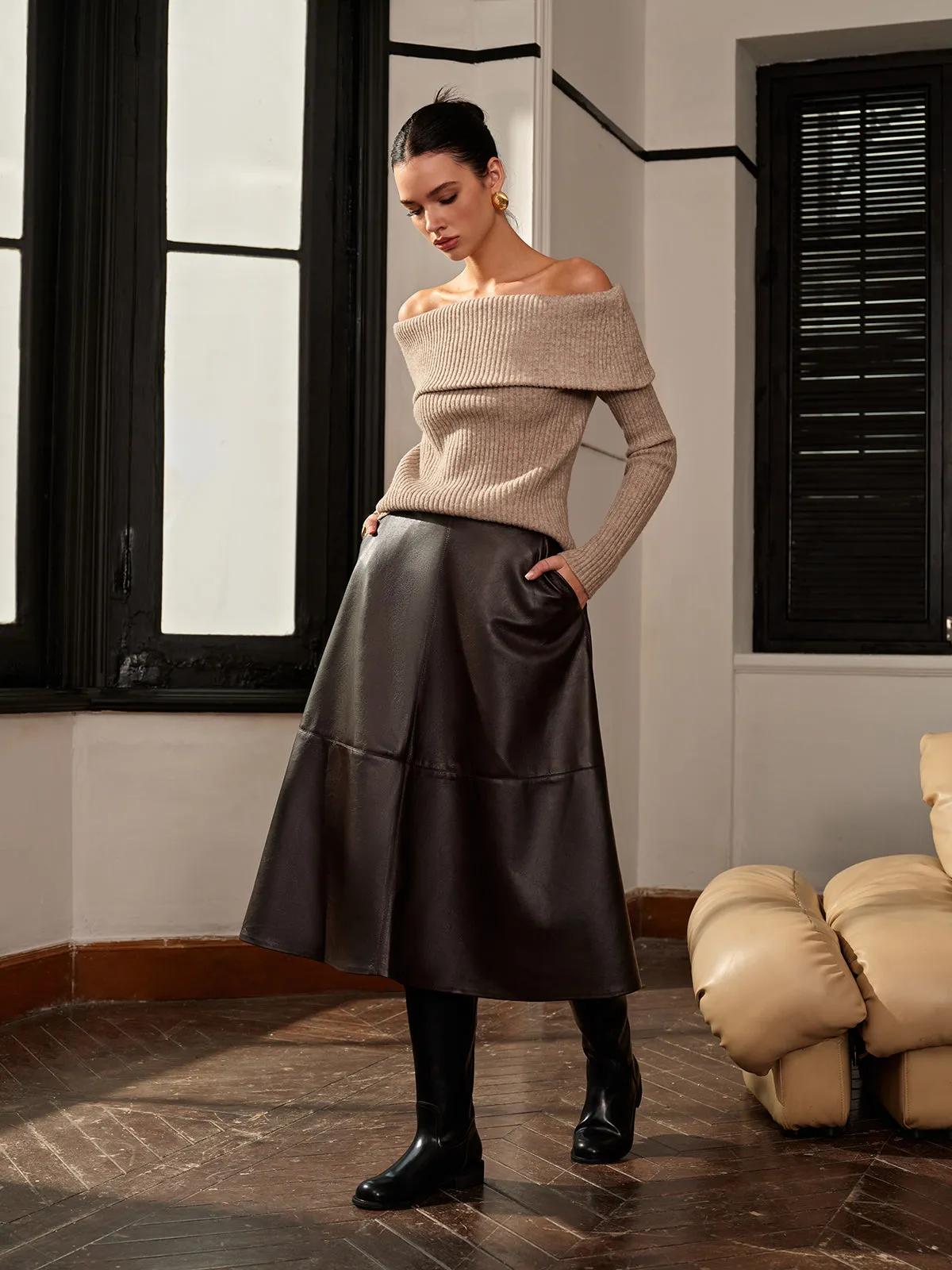 Versatile Pockets PU Leather Skirt sold by COMMENSE product image thumbnail 2