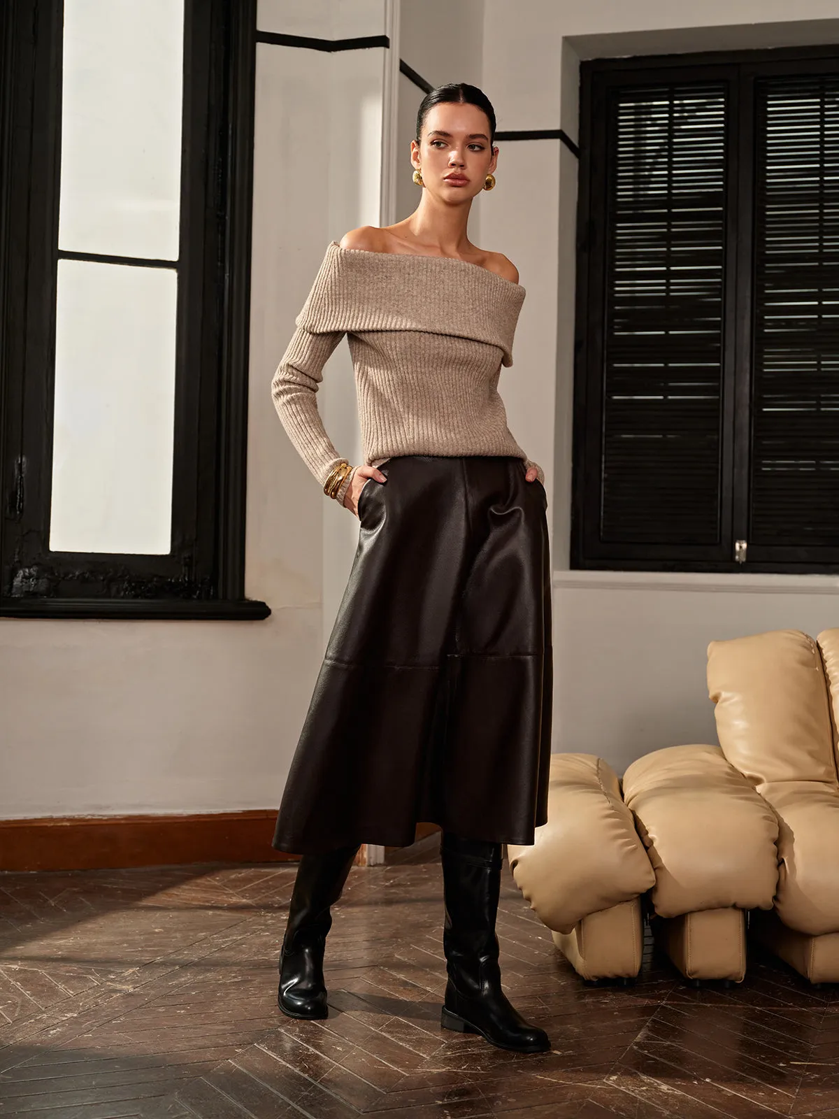 Versatile Pockets PU Leather Skirt sold by COMMENSE product image thumbnail 3