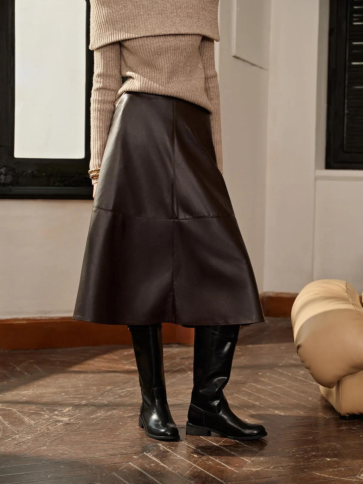 Versatile Pockets PU Leather Skirt sold by COMMENSE