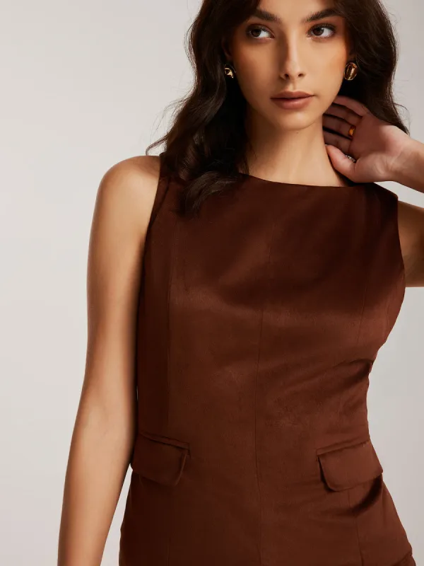 Back-Zipper Suede Tank Blouse sold by COMMENSE