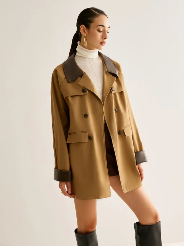 Contrast Binding Button Trench Coat sold by COMMENSE