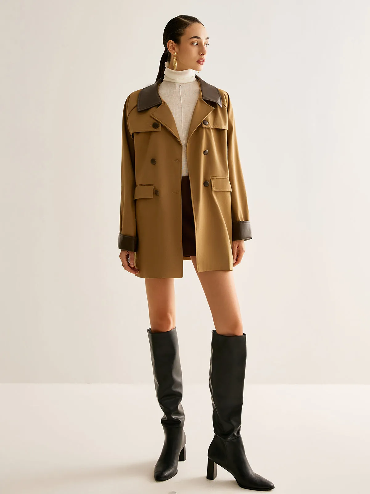 Contrast Binding Button Trench Coat sold by COMMENSE product image thumbnail 5