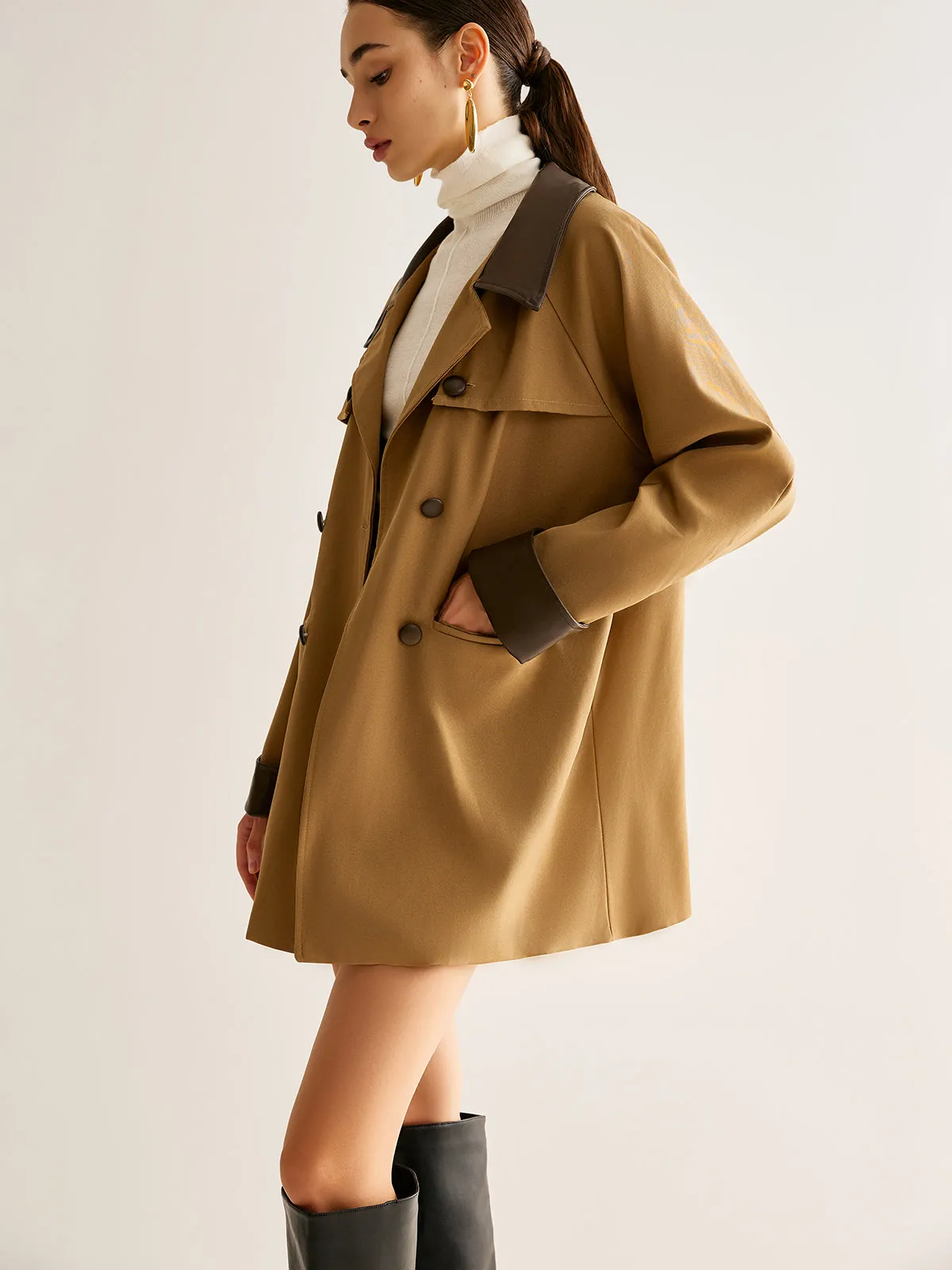Contrast Binding Button Trench Coat sold by COMMENSE product image thumbnail 2