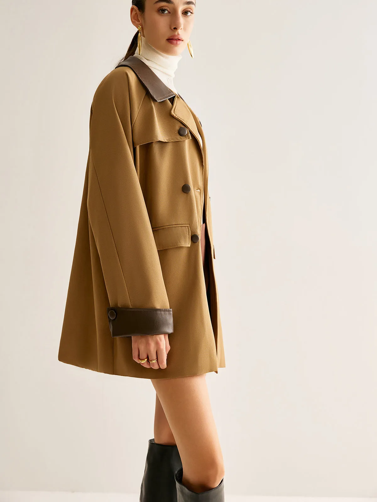 Contrast Binding Button Trench Coat sold by COMMENSE product image thumbnail 3