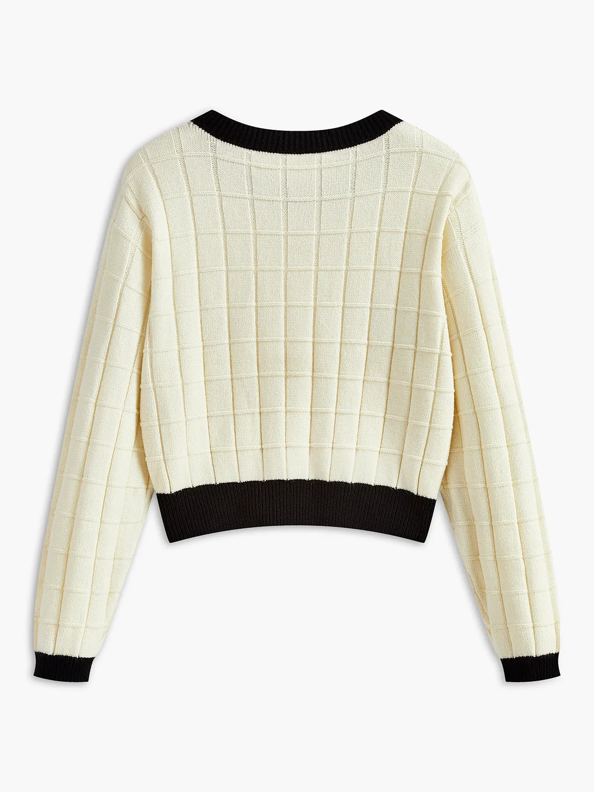 Contrast Trim Plaid Pullover Sweater sold by COMMENSE product image thumbnail 2