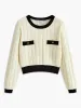 Contrast Trim Plaid Pullover Sweater sold by COMMENSE