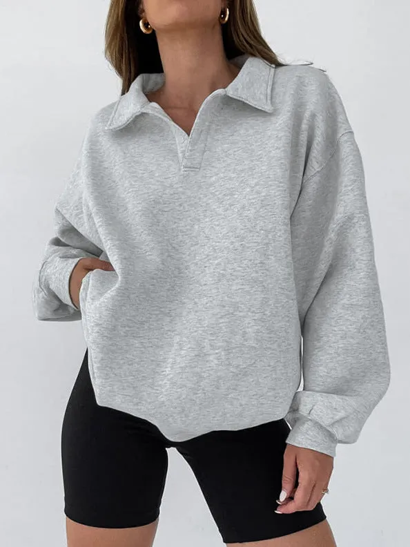 Minimalist Plain Polo Sweatshirt sold by COMMENSE product image thumbnail 2