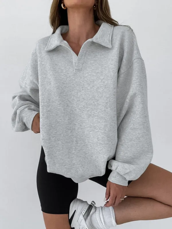 Minimalist Plain Polo Sweatshirt sold by COMMENSE