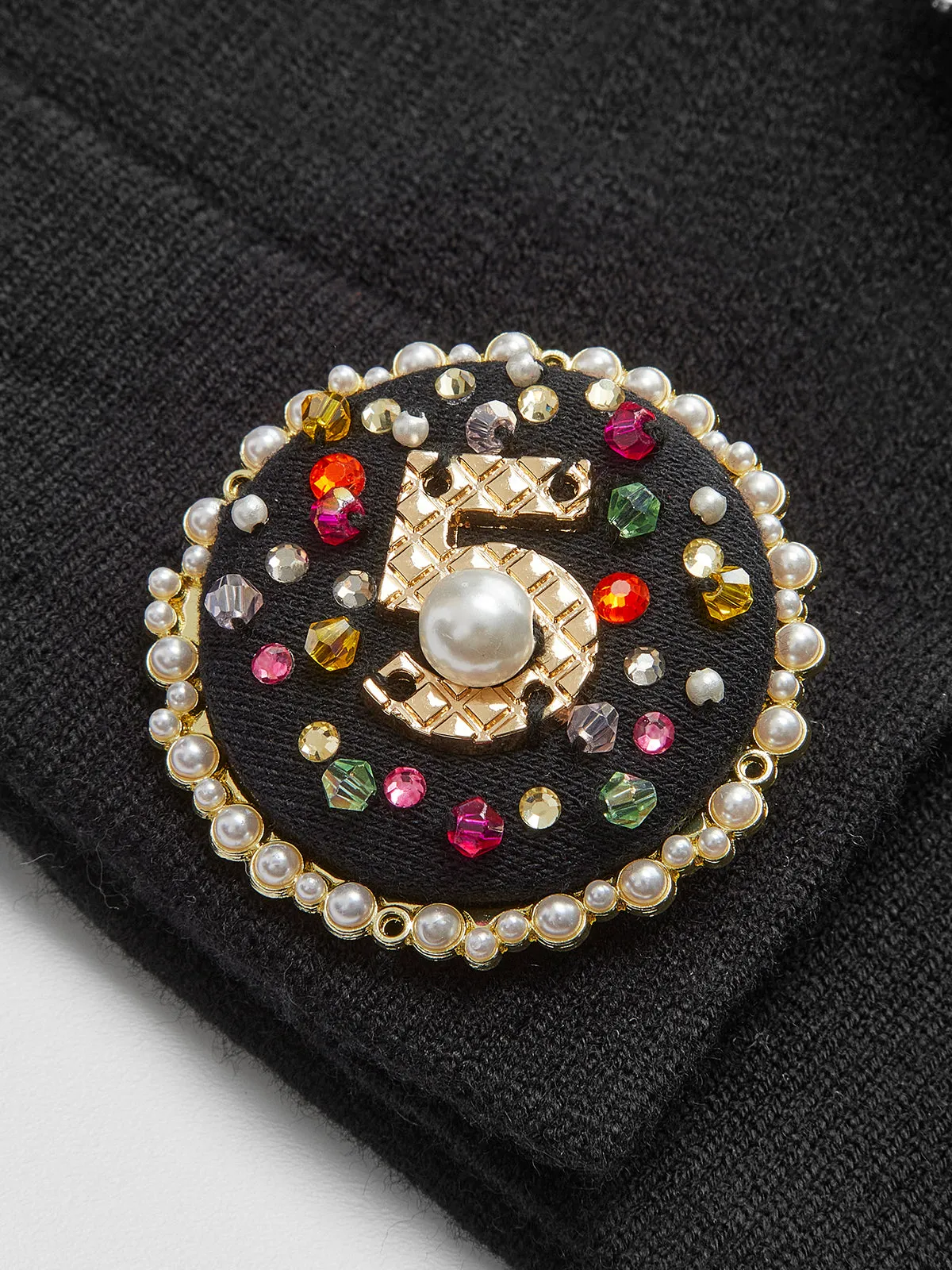 Wool-Blend Rhinestone-Button Sweater Vest sold by COMMENSE product image thumbnail 2