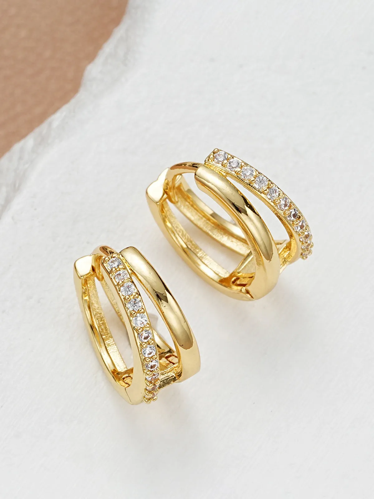 Double Hoop Rhinestone Earrings sold by COMMENSE product image thumbnail 2