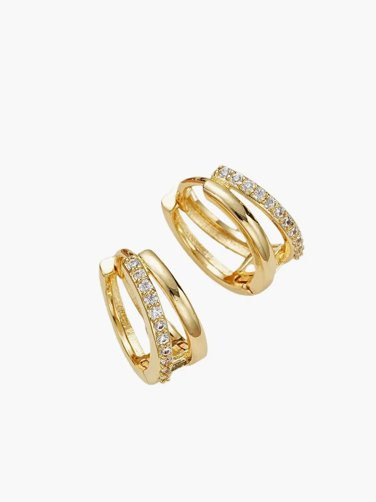 Double Hoop Rhinestone Earrings sold by COMMENSE product image thumbnail 3