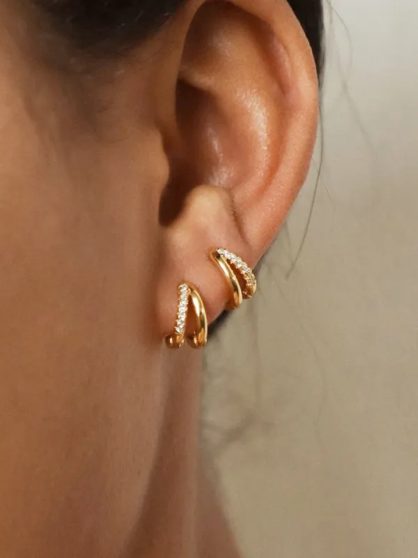 Double Hoop Rhinestone Earrings sold by COMMENSE