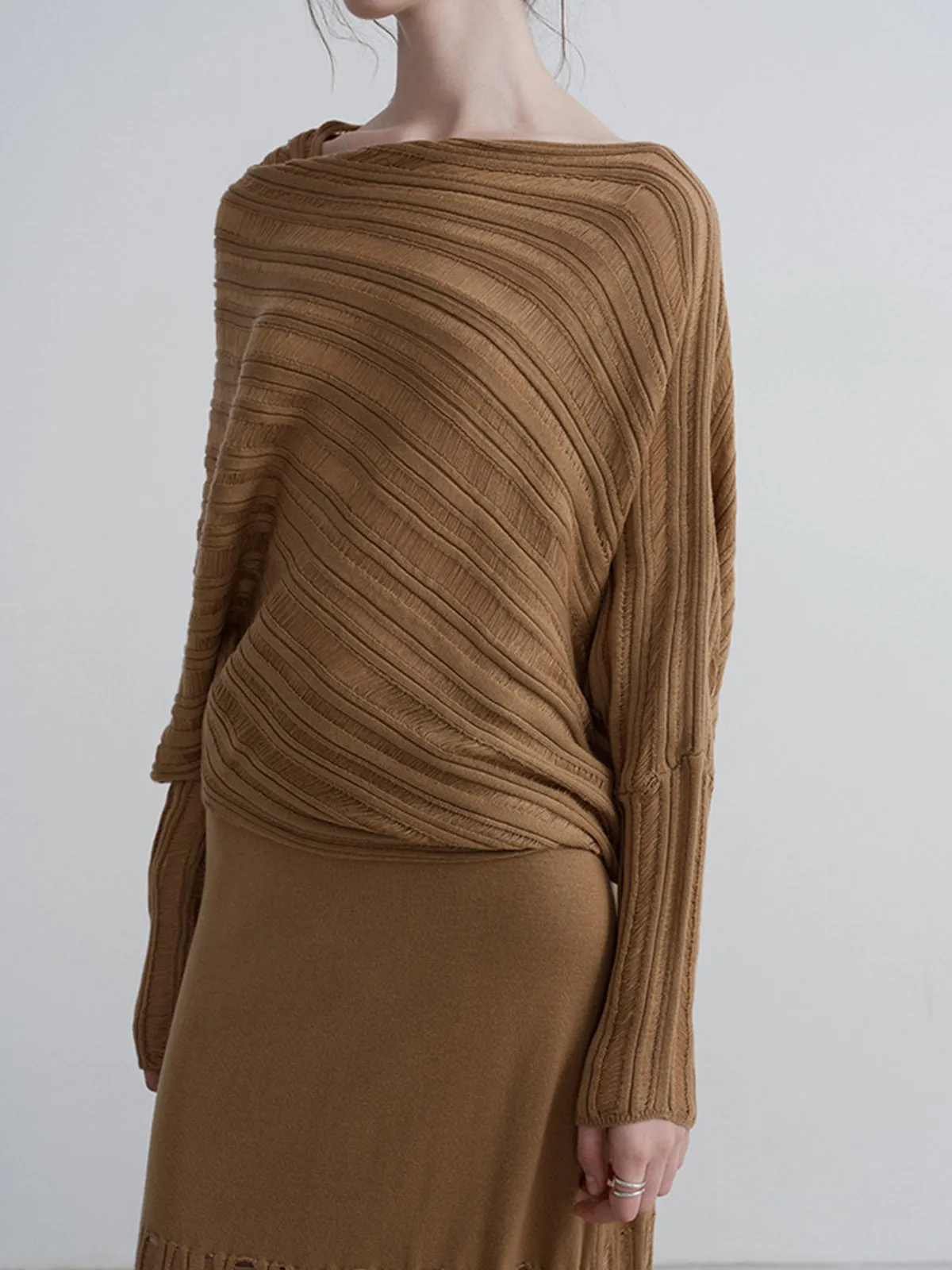 Boheme Asymmetrical Neck Loose Sweater sold by COMMENSE product image thumbnail 3