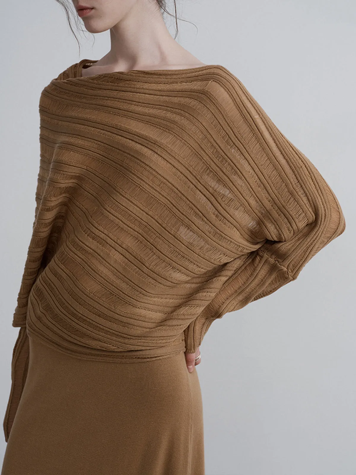 Boheme Asymmetrical Neck Loose Sweater sold by COMMENSE product image thumbnail 2