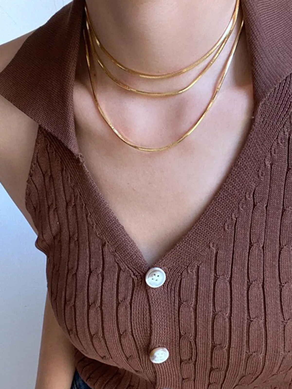 Snake Chain Layered Necklace sold by COMMENSE product image thumbnail 5