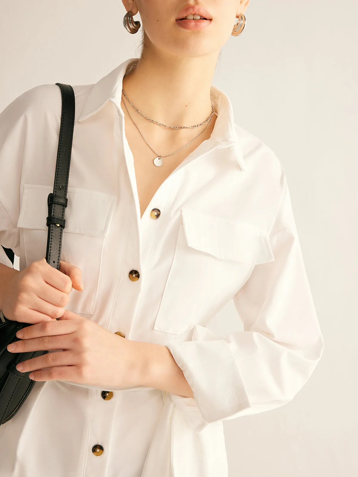 Minimalist Button Polo Jumpsuit With Belt sold by COMMENSE product image thumbnail 2