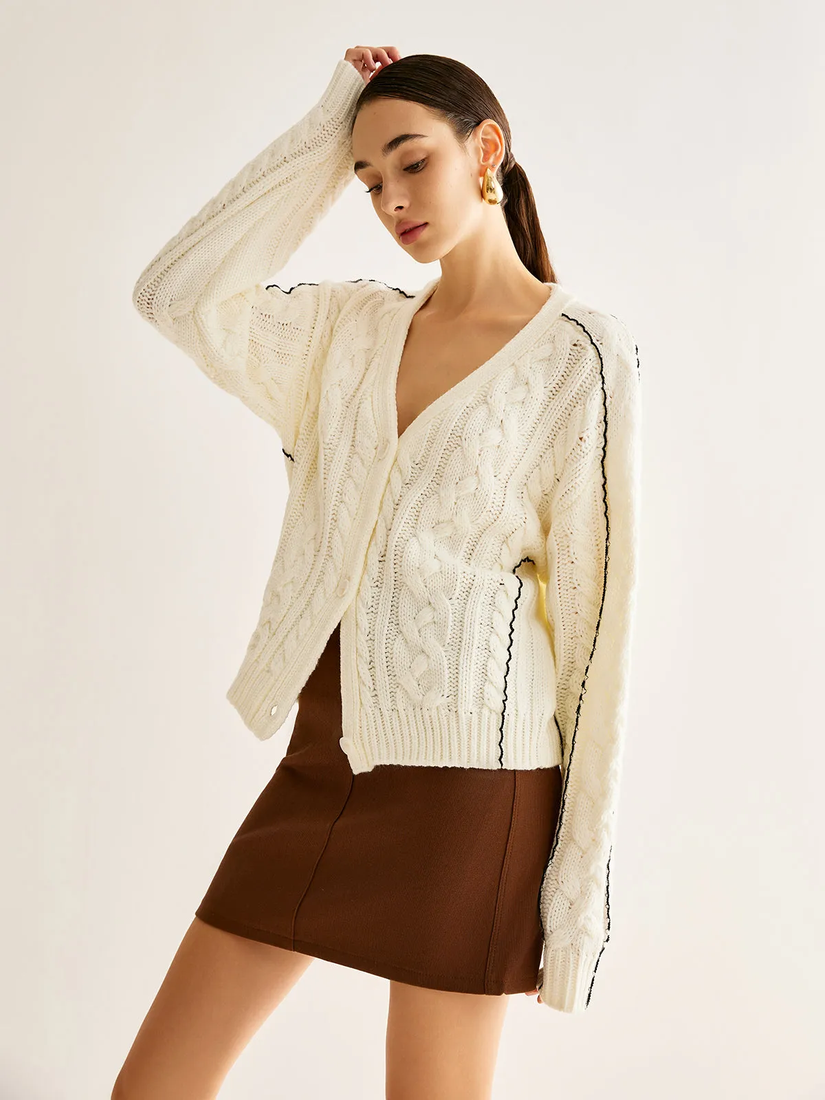 Contrast Binding Button Cardigan sold by COMMENSE product image thumbnail 3