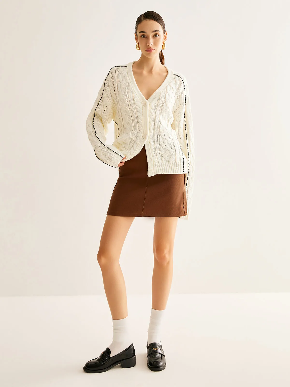 Contrast Binding Button Cardigan sold by COMMENSE product image thumbnail 4