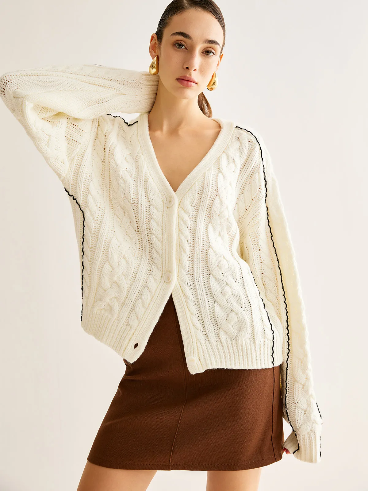 Contrast Binding Button Cardigan sold by COMMENSE product image thumbnail 5