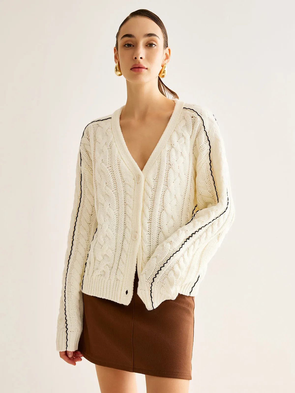 Contrast Binding Button Cardigan sold by COMMENSE product image thumbnail 2