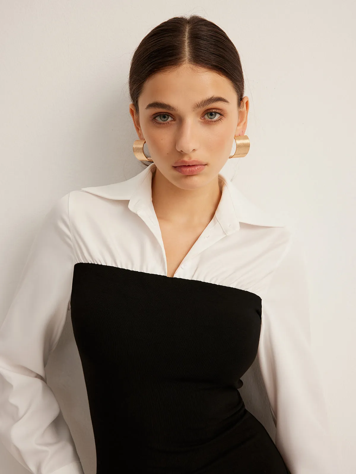 Color Block Skinny Lapel Dress sold by COMMENSE product image thumbnail 5