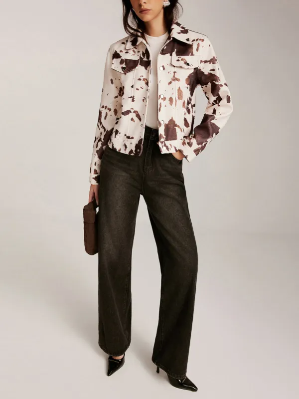 Cow Printed Tweed Short Jacket sold by COMMENSE
