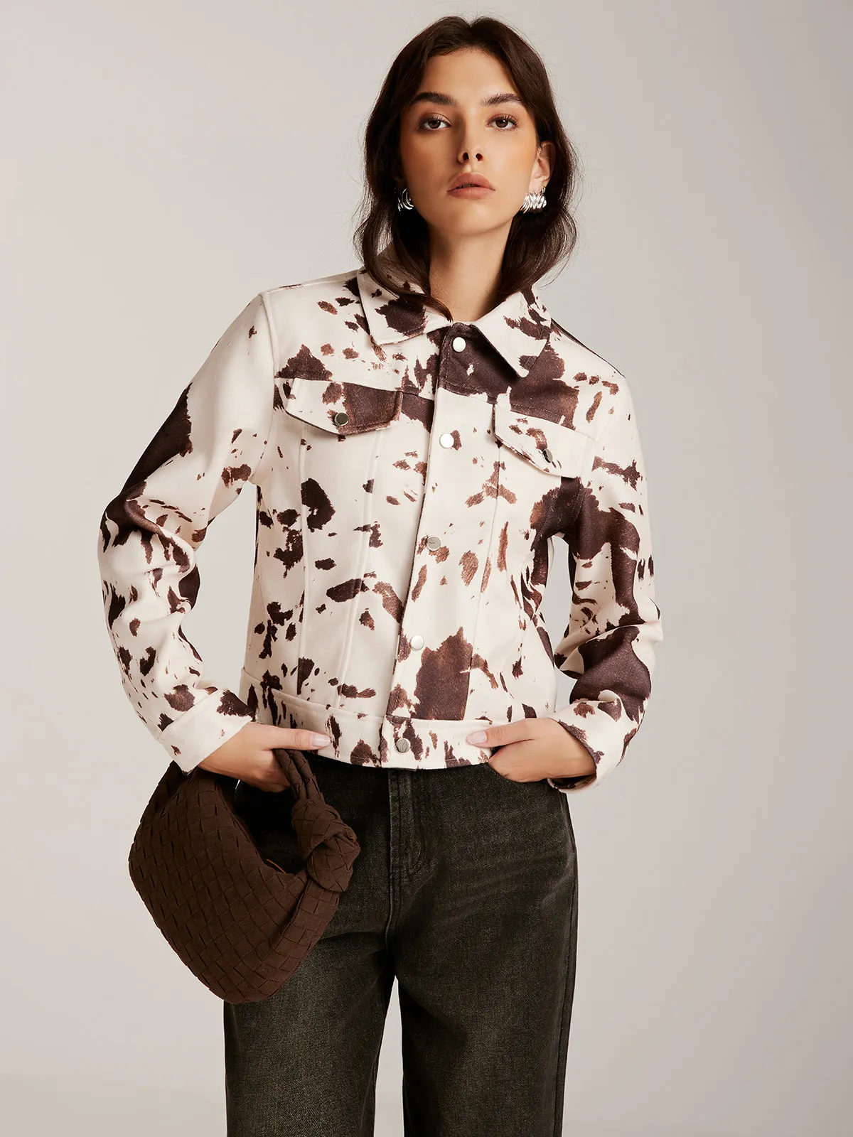 Cow Printed Tweed Short Jacket sold by COMMENSE product image thumbnail 5