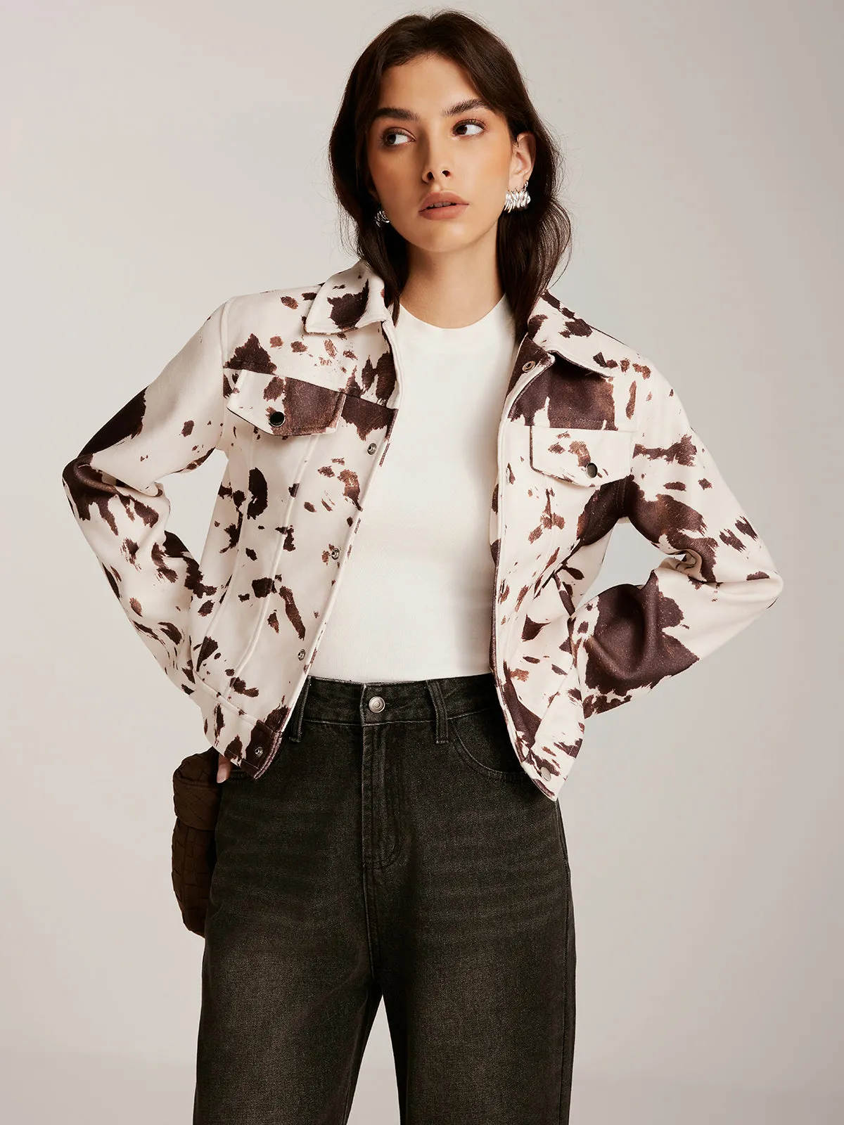 Cow Printed Tweed Short Jacket sold by COMMENSE product image thumbnail 2