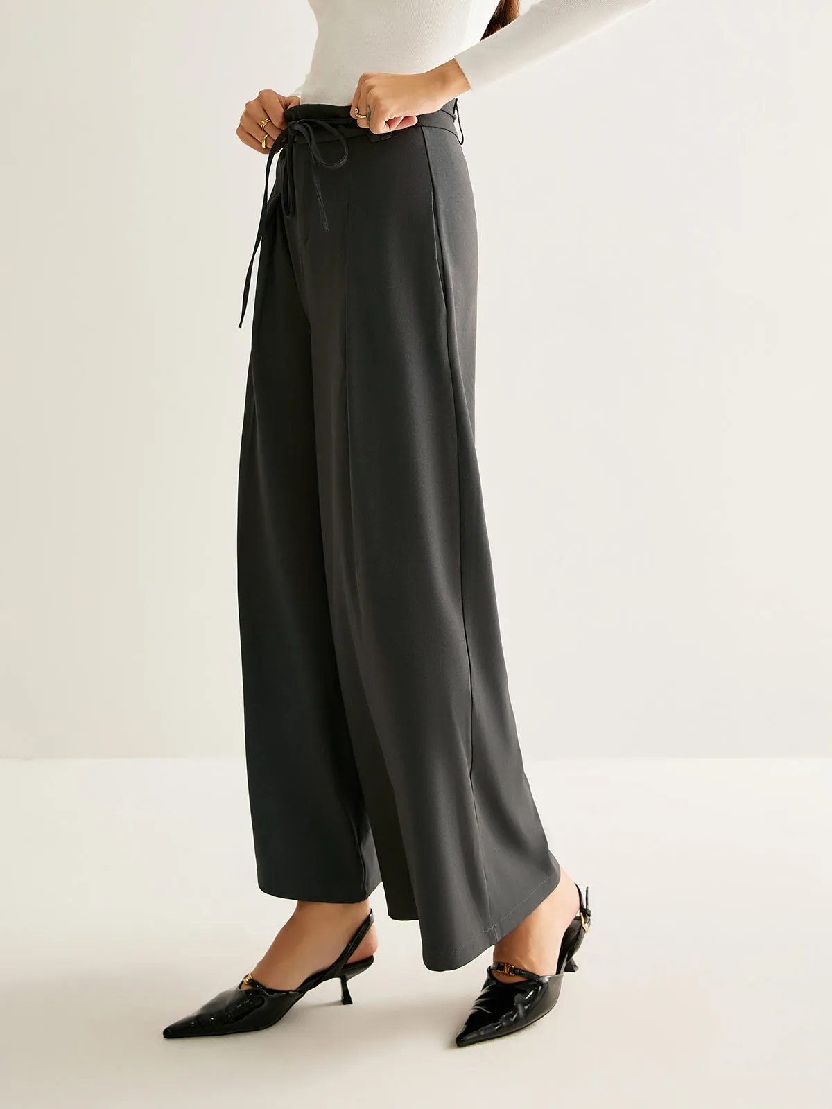 Rope Belt Wide-Leg Pants sold by COMMENSE product image thumbnail 5