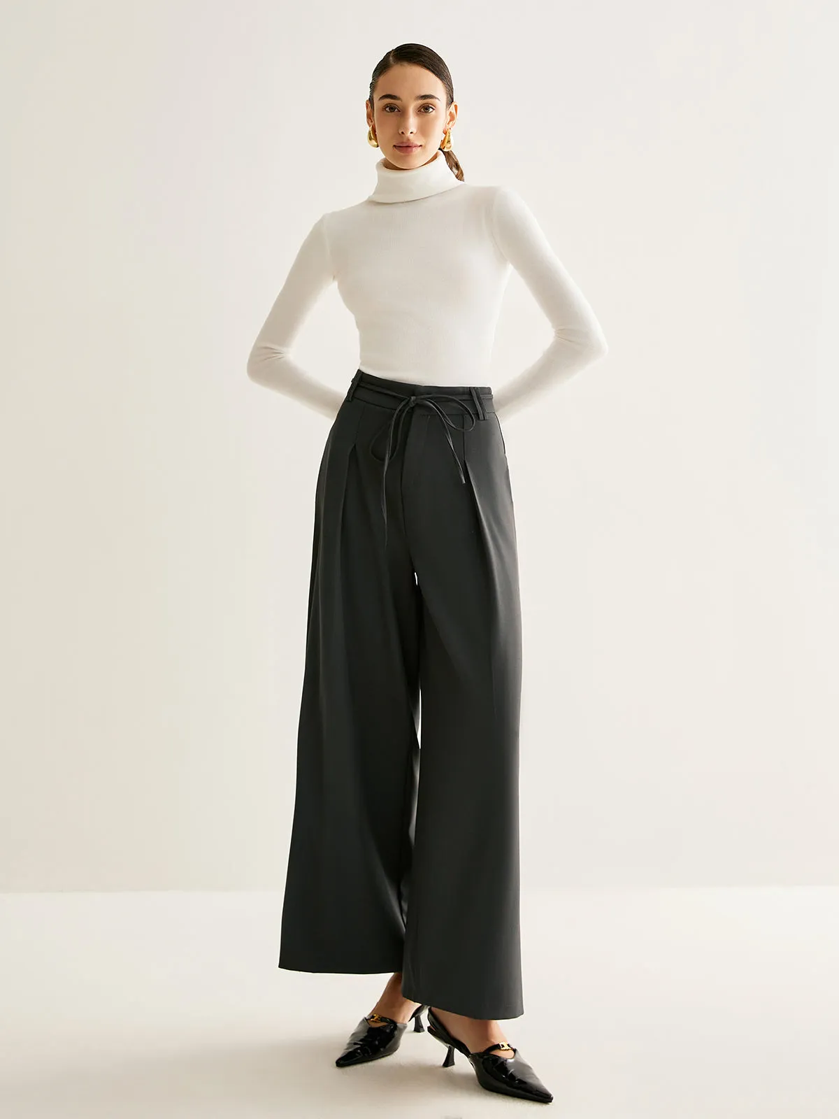 Rope Belt Wide-Leg Pants sold by COMMENSE product image thumbnail 3