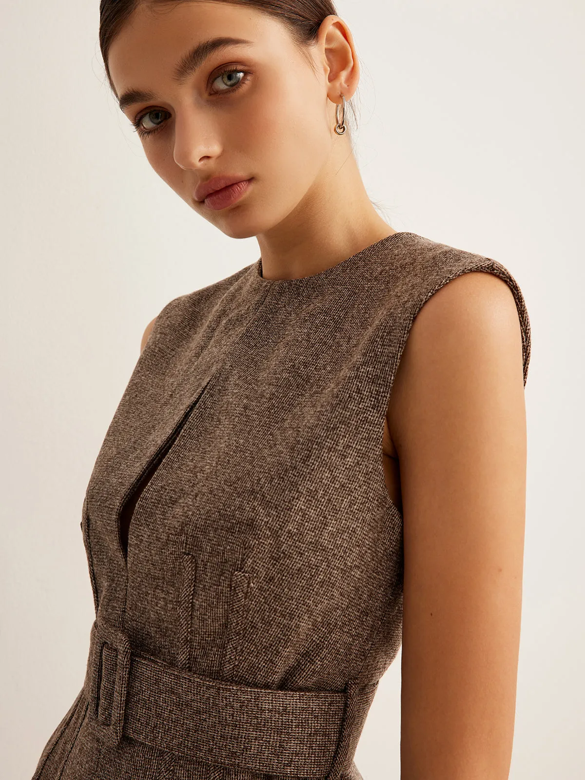 Cutout Tank Short Dress With Wide Belt sold by COMMENSE product image thumbnail 3