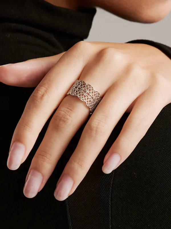 Tunnel Metal Lace Open Ring sold by COMMENSE
