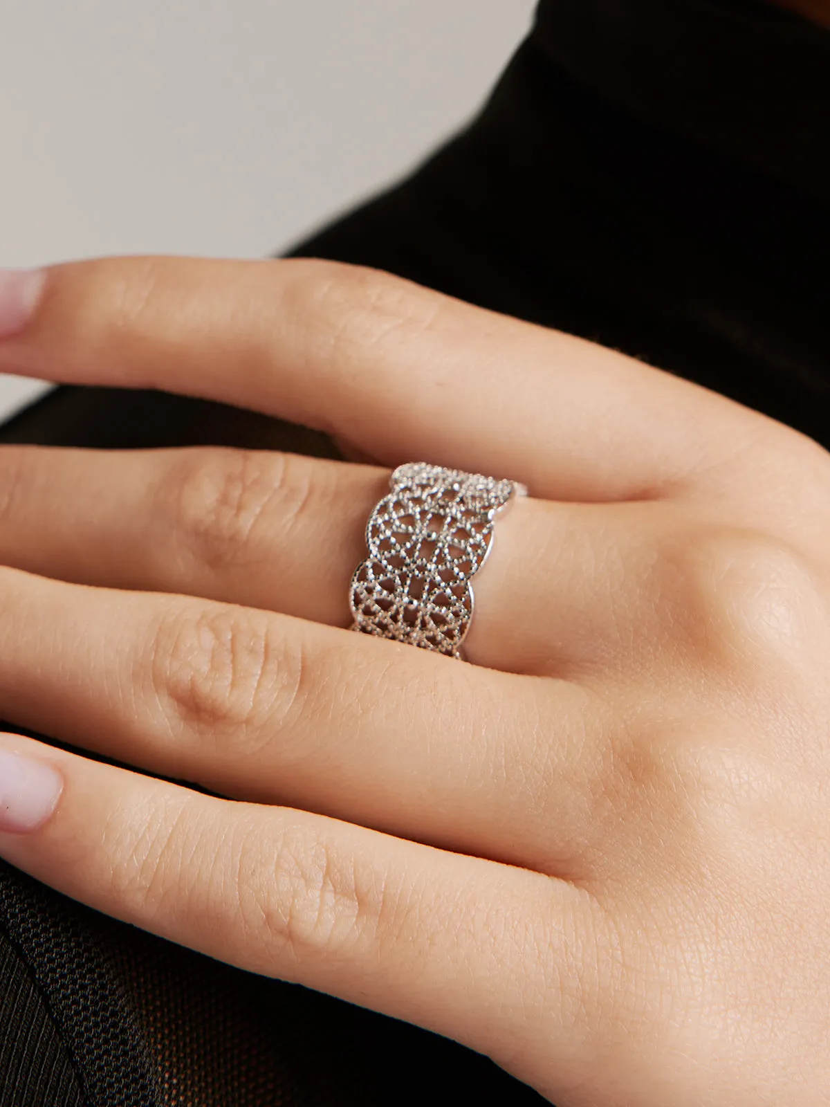 Tunnel Metal Lace Open Ring sold by COMMENSE product image thumbnail 5