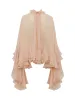 Turtleneck Ruffle Chiffon Shirt sold by COMMENSE