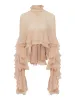 Turtleneck Ruffle Chiffon Shirt sold by COMMENSE