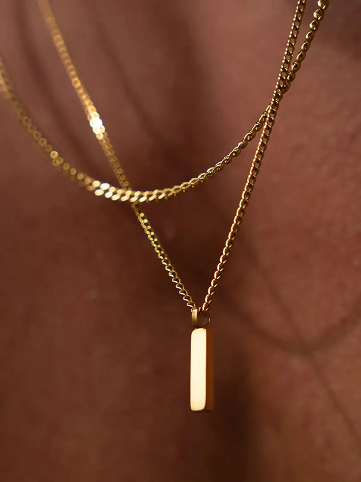 Golden Strip Pendant Necklace sold by COMMENSE