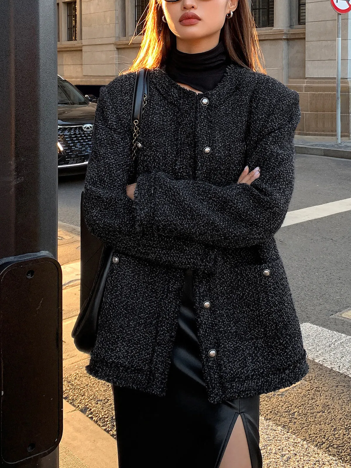 Wool-Blend Versatile Tweed Jacket sold by COMMENSE