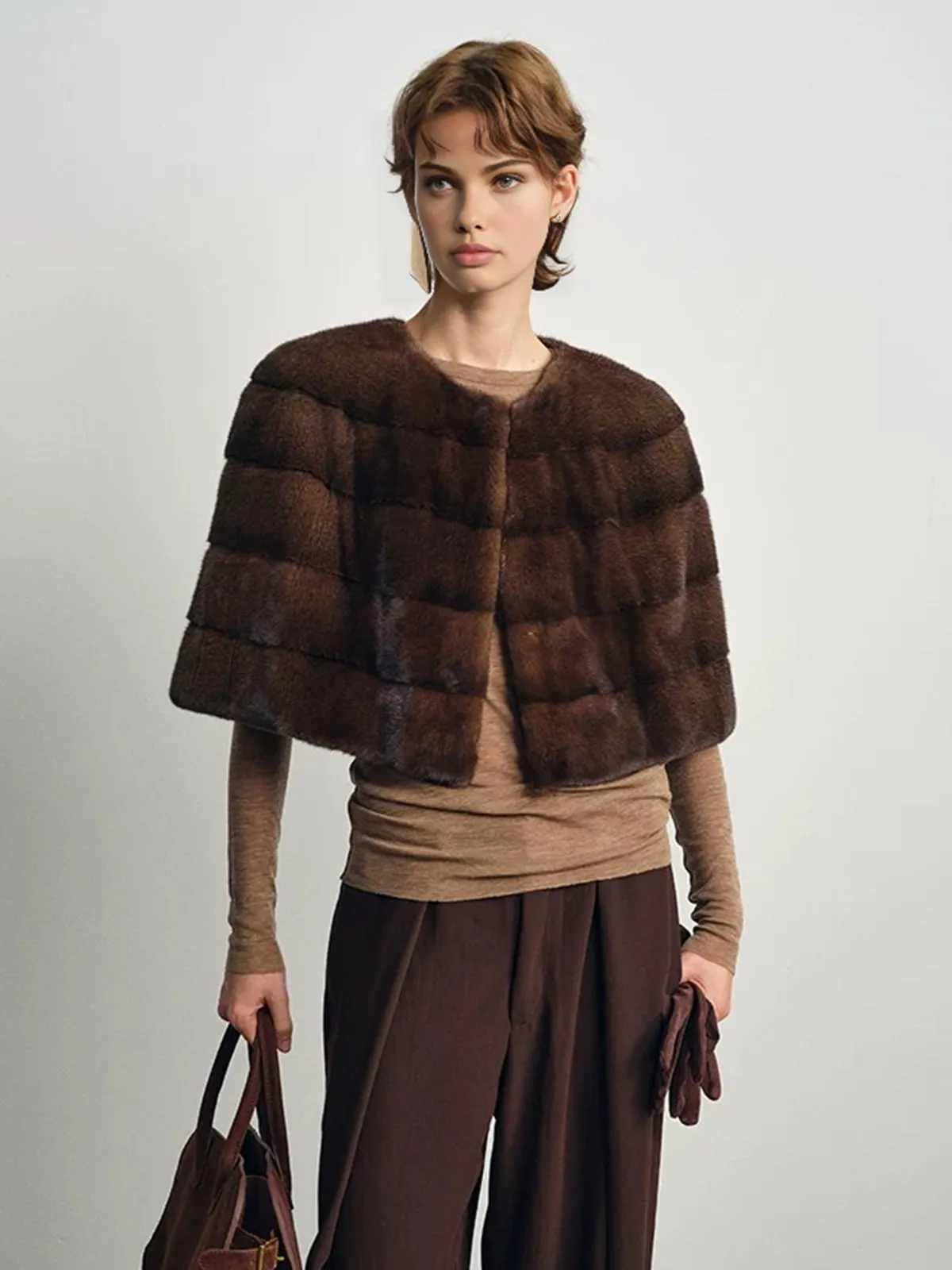 Faux Fur Crop Plaid Cape sold by COMMENSE product image thumbnail 2