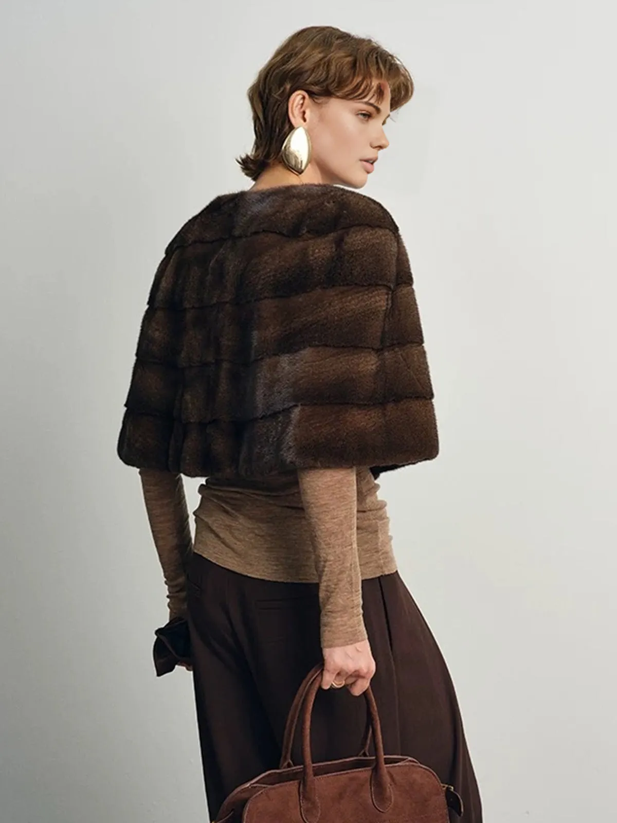 Faux Fur Crop Plaid Cape sold by COMMENSE product image thumbnail 4